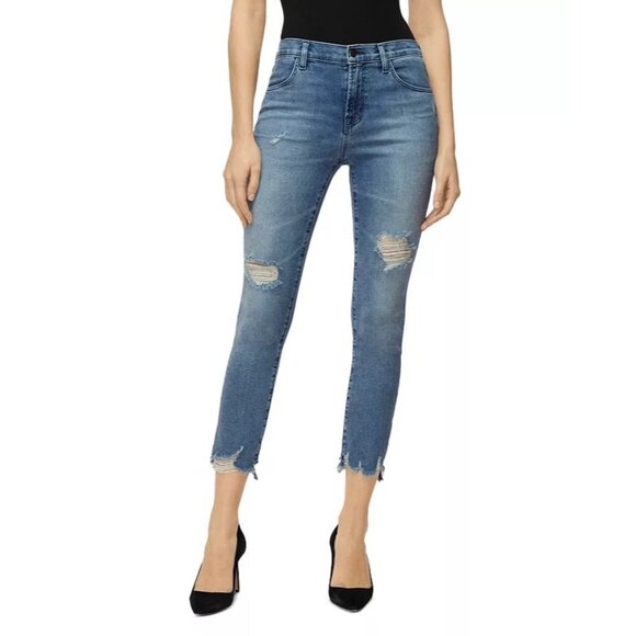 J Brand Size 26 Skinny Jeans Alana High Rise Cropped in Fix Up Destructed Hem - Picture 1 of 8